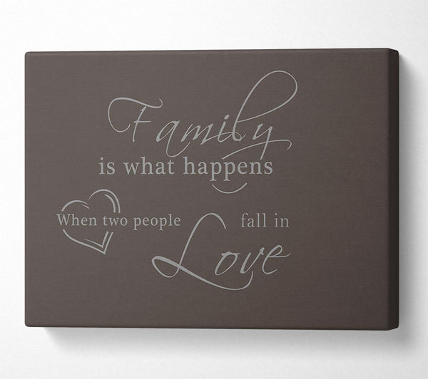  A Canvas Print of Family Quote Family Is What Happens Chocolate Canvas Print