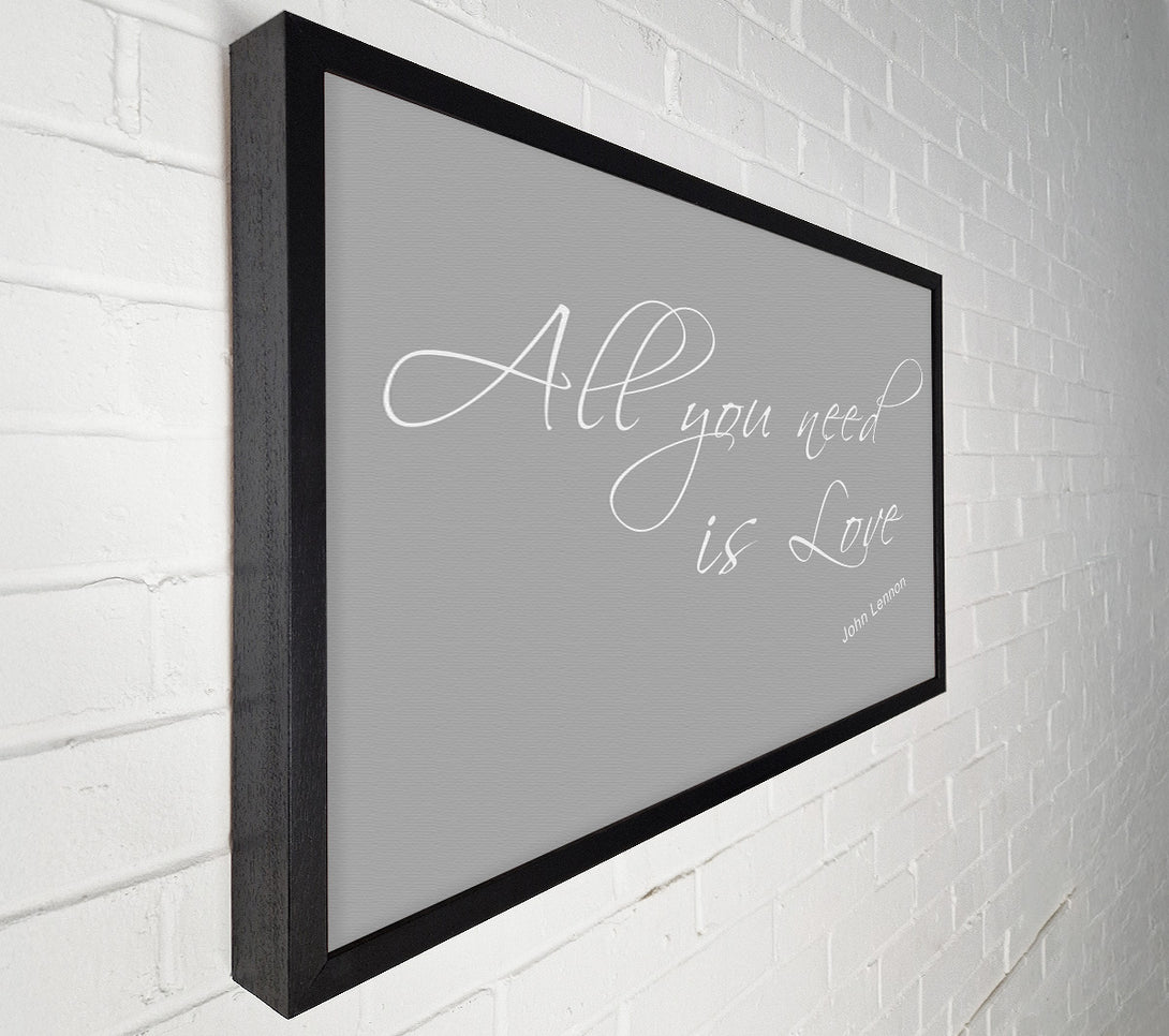  A Canvas Print of Music Quote All You Need Is Love 2 Grey White Canvas Wall Art