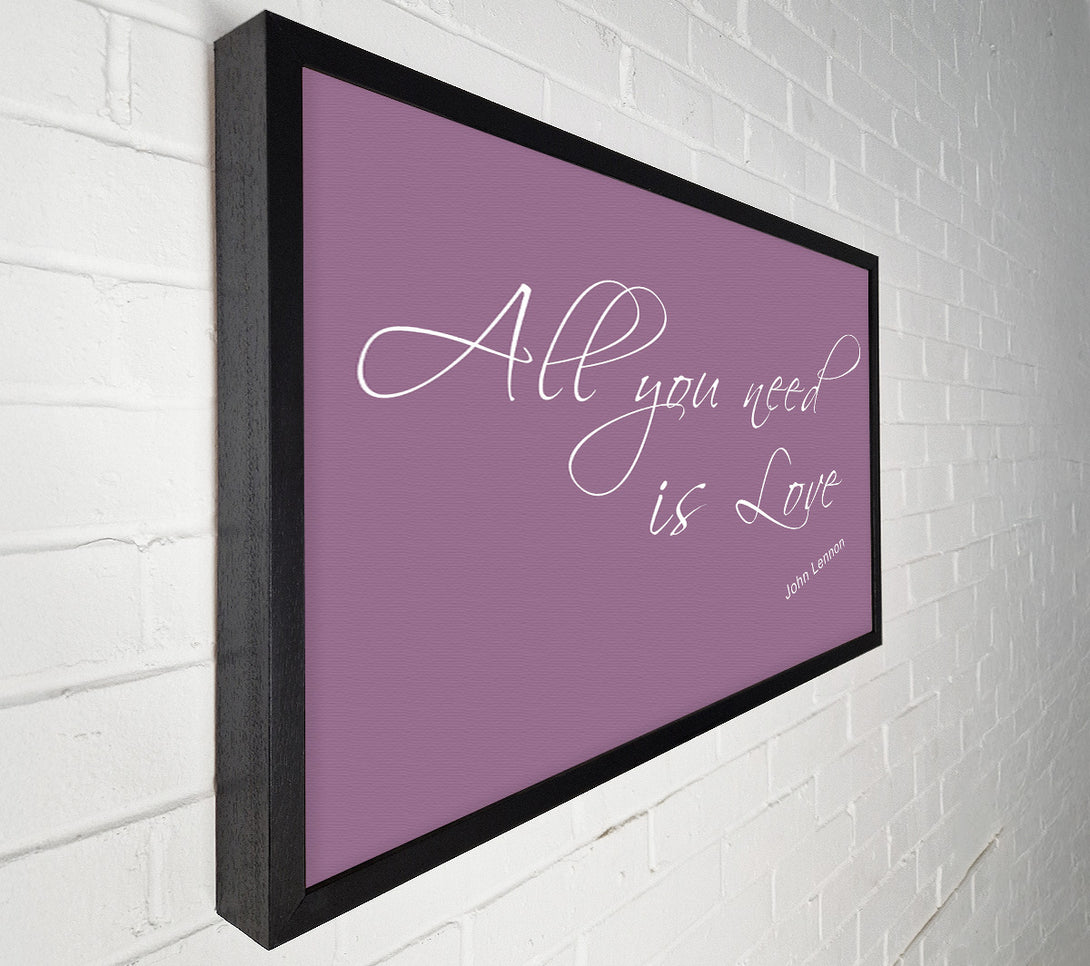  A Canvas Print of Music Quote All You Need Is Love 2 Dusty Pink Canvas Art