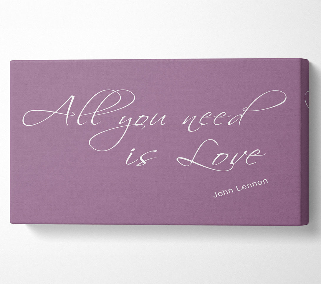 A Canvas Print of Music Quote All You Need Is Love 2 Dusty Pink Canvas Art