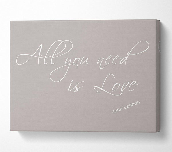  A Canvas Print of Music Quote All You Need Is Love 2 Beige Canvas Art