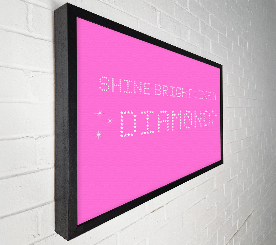  A Canvas Print of Music Quote Shine Bright Rihanna Vivid Pink Canvas Wall Art