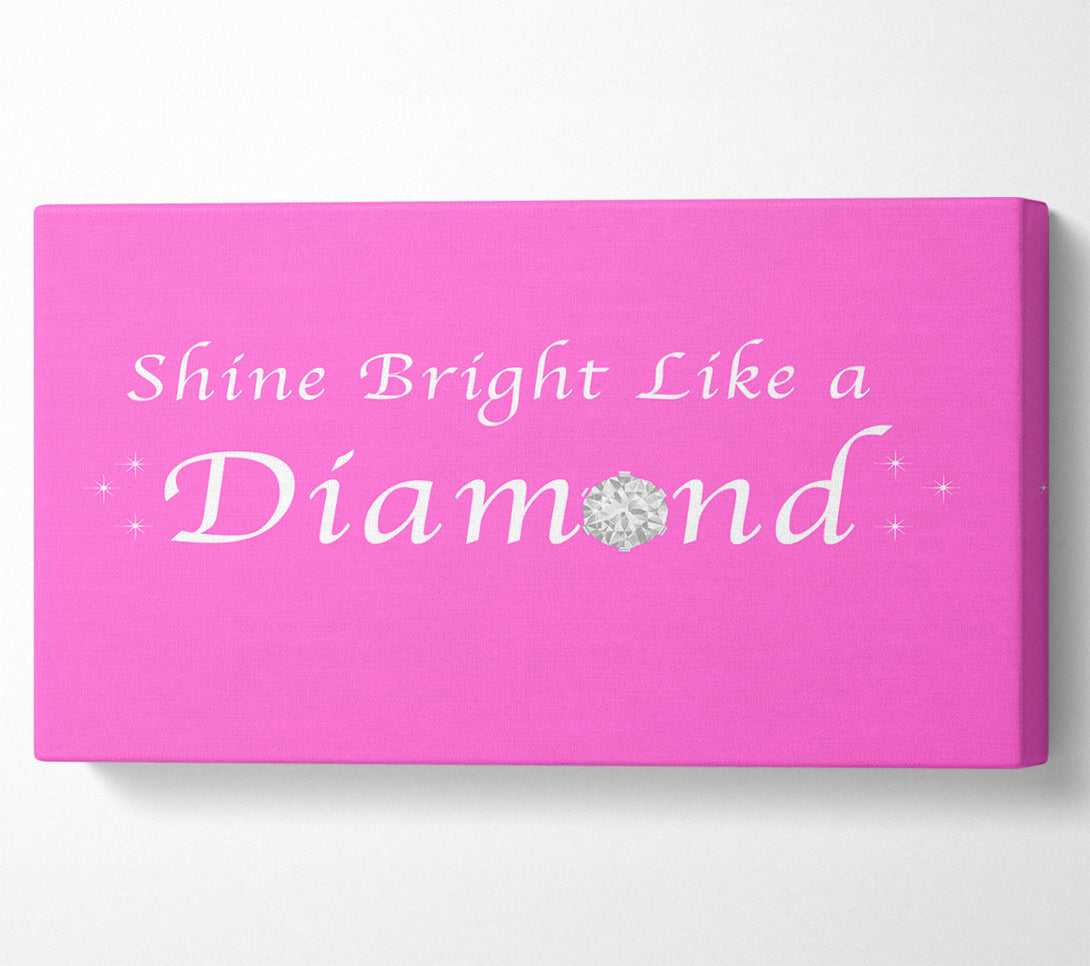  A Canvas Print of Music Quote Shine Bright Like A Diamond Rihanna Vivid Pink Canvas Wall Art