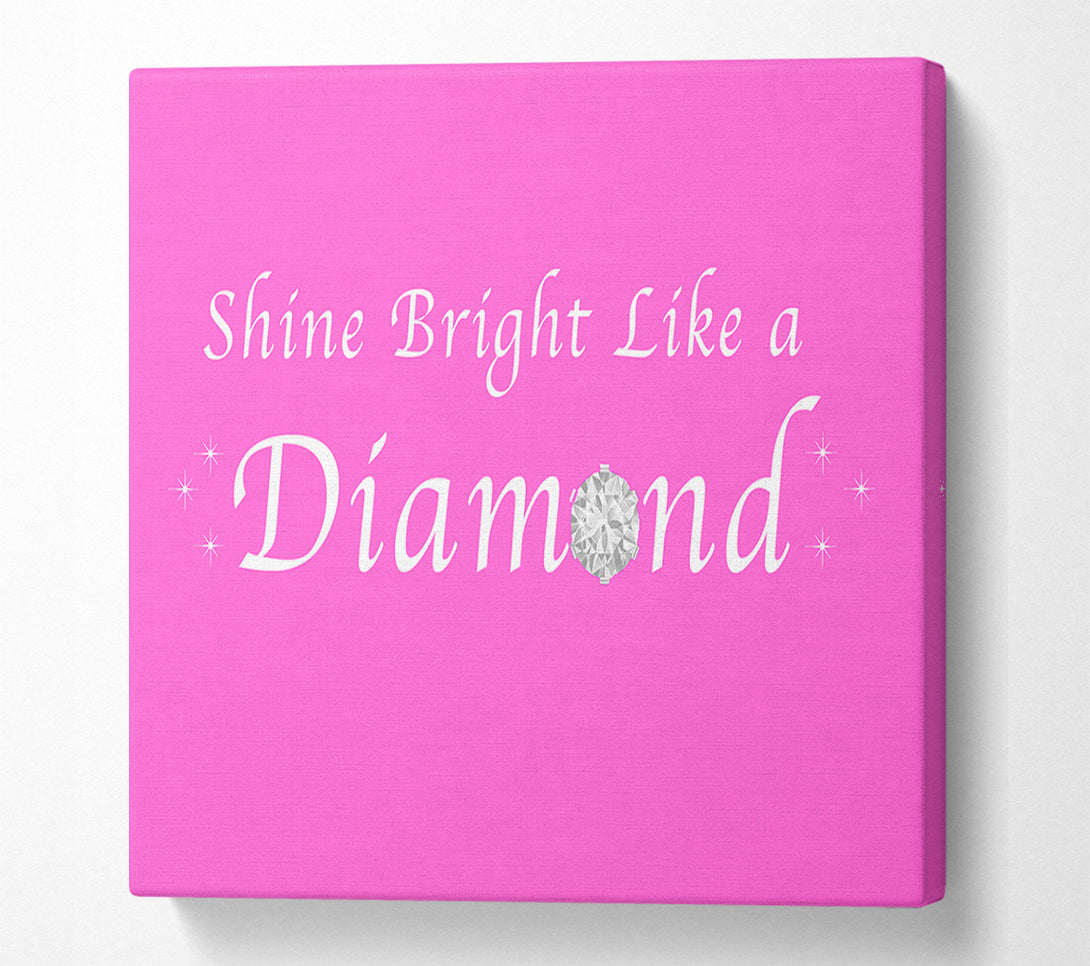  A Canvas Print of Music Quote Shine Bright Like A Diamond Rihanna Vivid Pink Canvas Wall Art