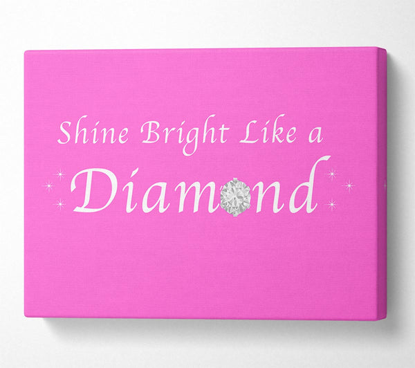  A Canvas Print of Music Quote Shine Bright Like A Diamond Rihanna Vivid Pink Canvas Wall Art