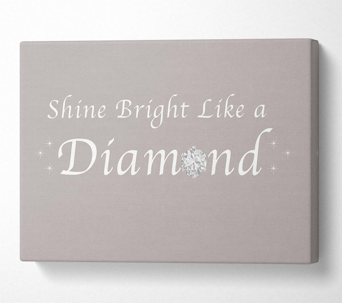  A Canvas Print of Music Quote Shine Bright Like A Diamond Rihanna Beige Canvas Art