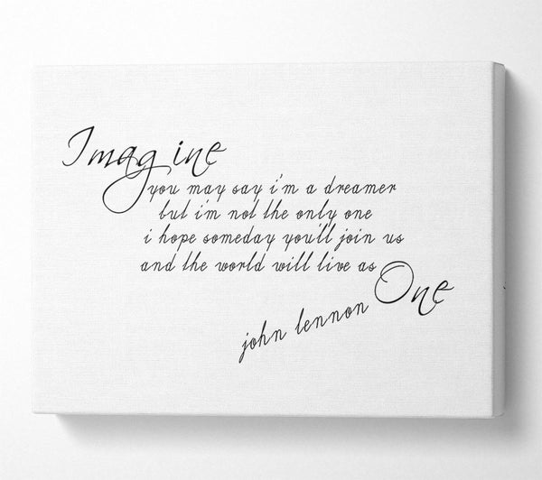  A Canvas Print of Music Quote Imagine John Lennon White Canvas Print