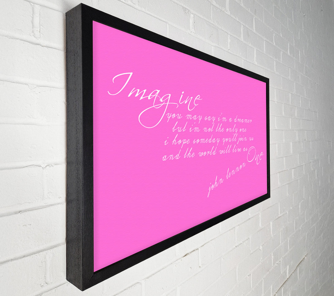  A Canvas Print of Music Quote Imagine John Lennon Vivid Pink Canvas Print