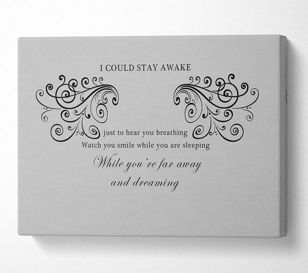  A Canvas Print of Music Quote I Could Stay Awake Aerosmith Grey Canvas Wall Art