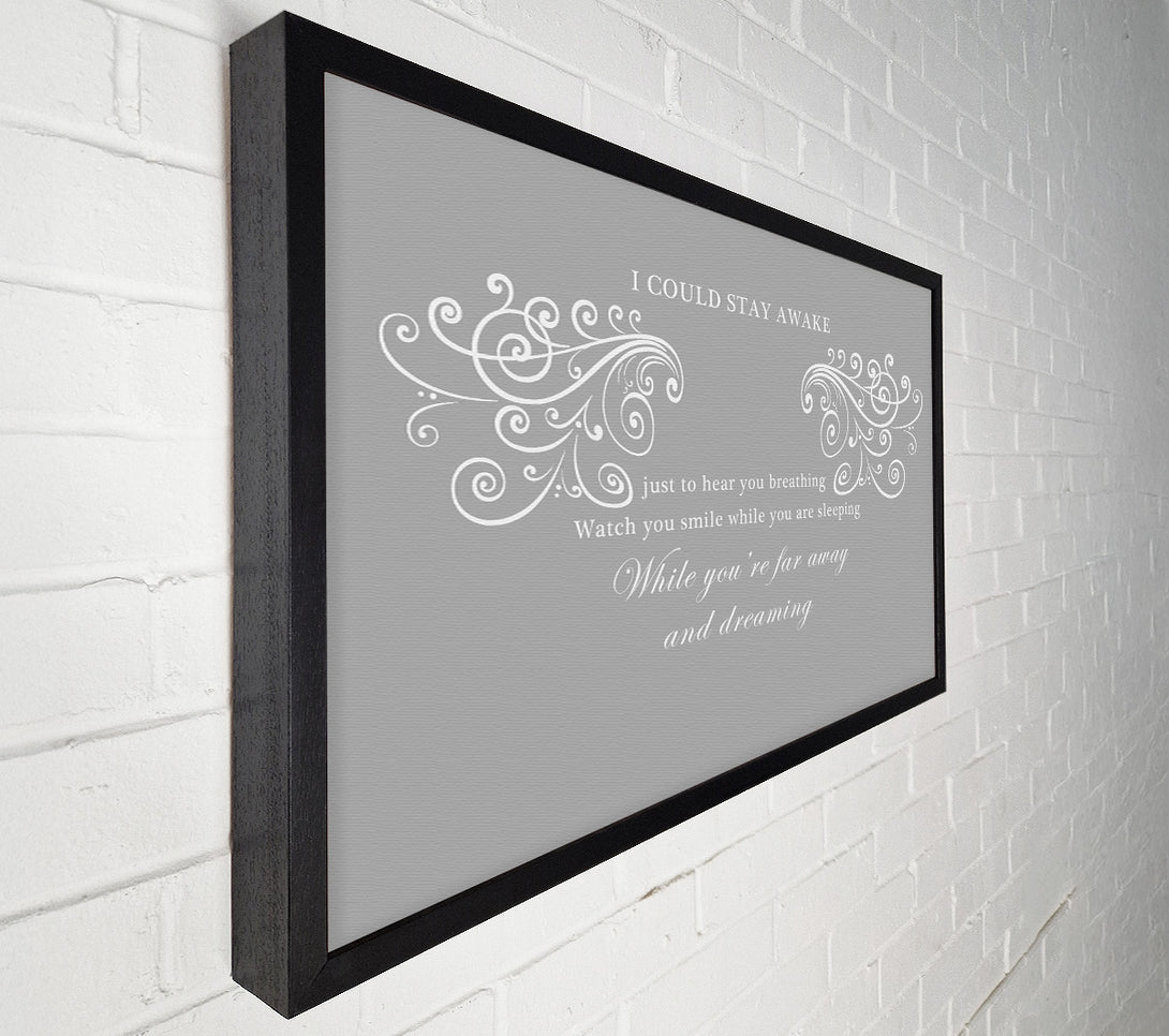  A Canvas Print of Music Quote I Could Stay Awake Aerosmith Grey White Canvas Print