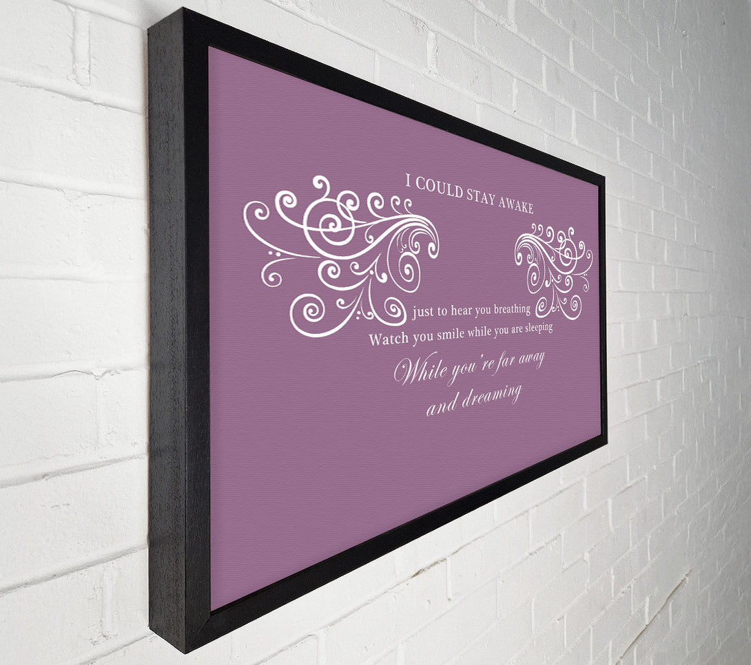  A Canvas Print of Music Quote I Could Stay Awake Aerosmith Dusty Pink Canvas Art