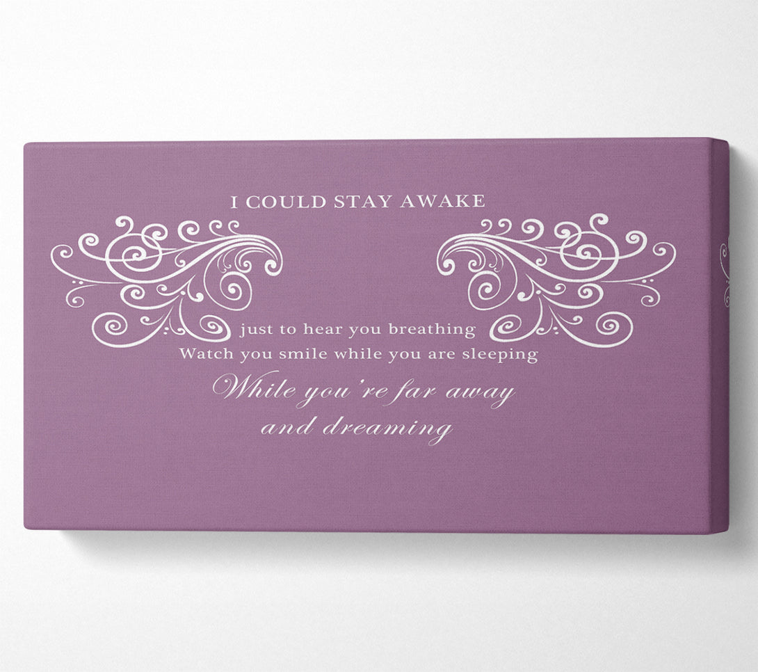  A Canvas Print of Music Quote I Could Stay Awake Aerosmith Dusty Pink Canvas Art