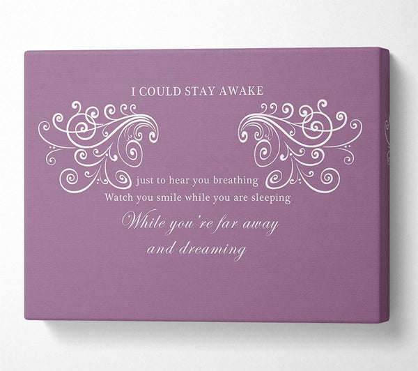  A Canvas Print of Music Quote I Could Stay Awake Aerosmith Dusty Pink Canvas Art