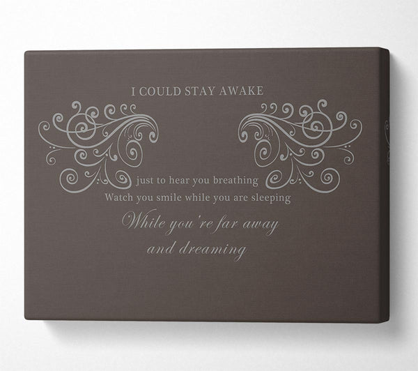  A Canvas Print of Music Quote I Could Stay Awake Aerosmith Chocolate Canvas Print