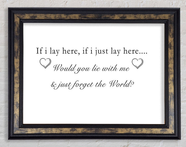 Music Quote If I Lay Here Snow Patrol White Framed Print