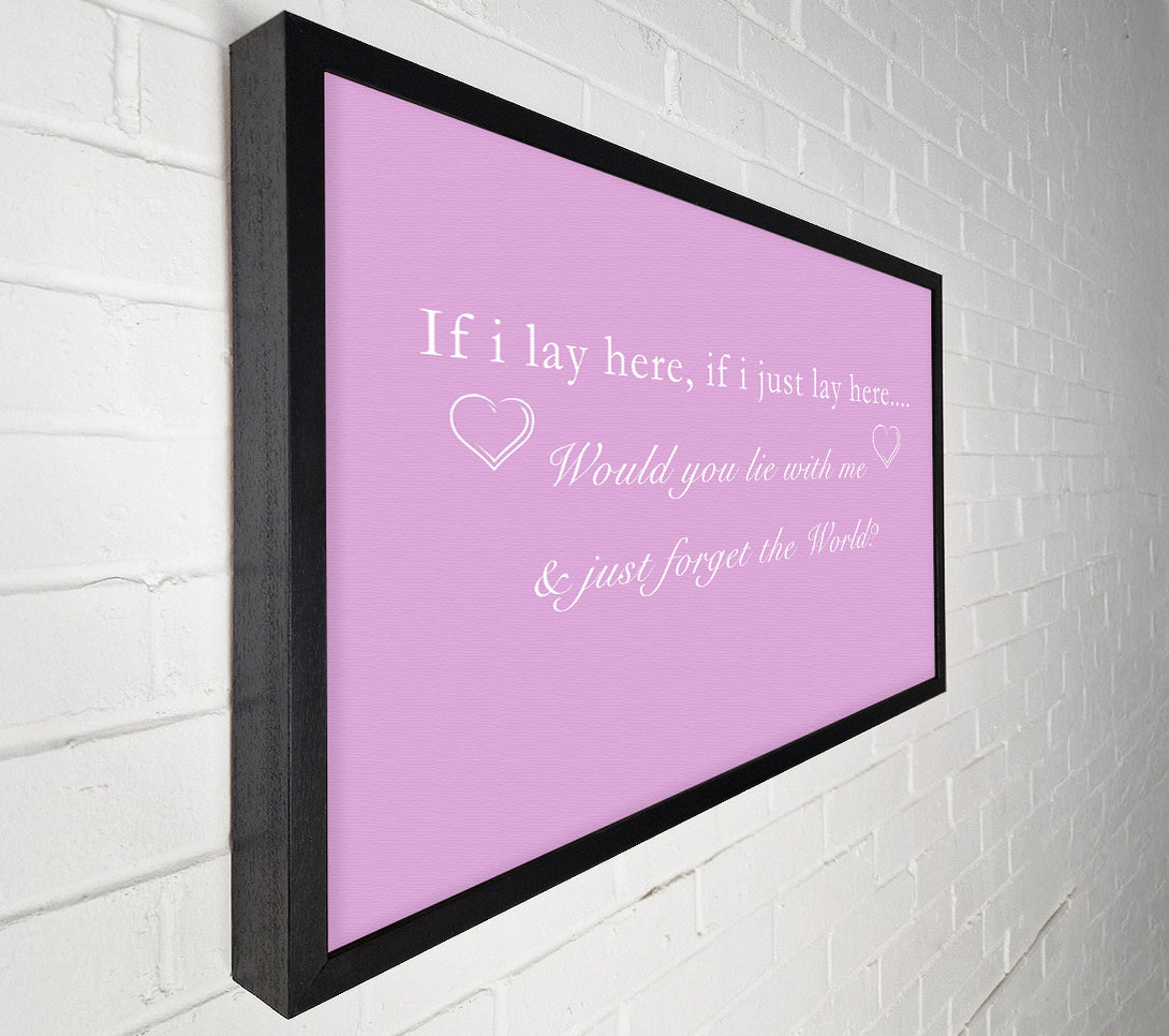  A Canvas Print of Music Quote If I Lay Here Snow Patrol Pink Canvas Art