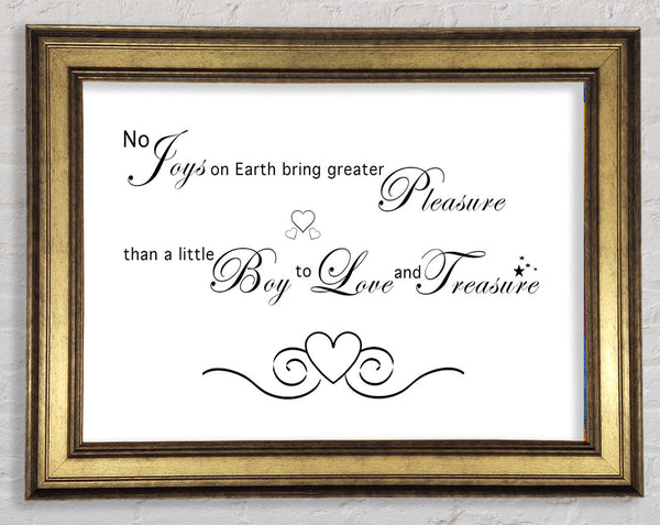 Zitat für Jungenzimmer: „No Joys On Earth Bring Pleasure“ (Keine Freude auf Erden bringt Vergnügen), Weiß