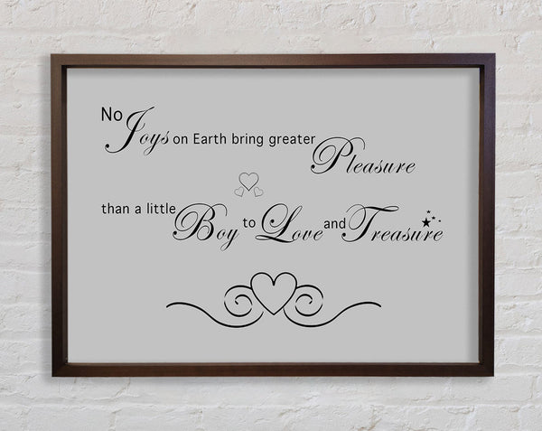 Zitat für Jungenzimmer: „No Joys On Earth Bring Pleasure“ (Keine Freuden auf Erden bringen Vergnügen), Grau