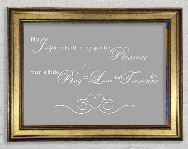 Jungenzimmer Zitat „No Joys On Earth Bring Pleasure“ Grau Weiß