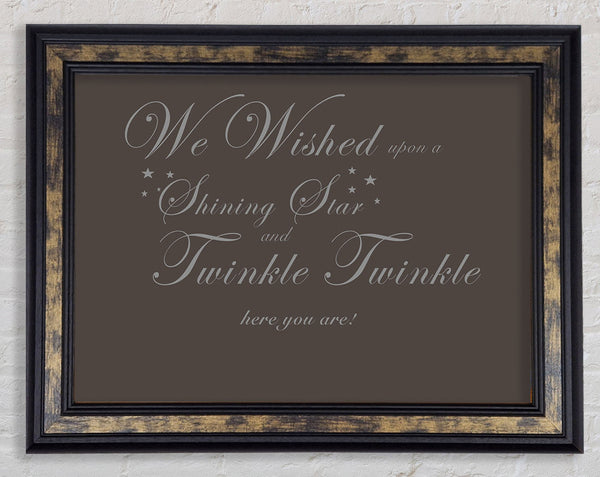 Nursery Quote We Wished Upon A Shining Star Chocolate Framed Print