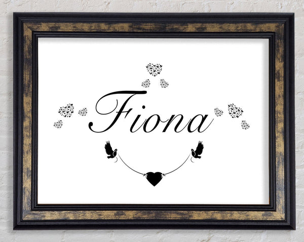 Your Name In Hearts White Framed Print