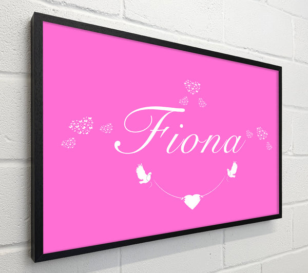 Girls Room Quote Your Name In Hearts Vivid Pink
