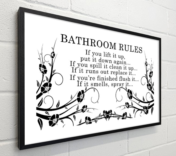 Bathroom Quote Bathroom Rules 2 White