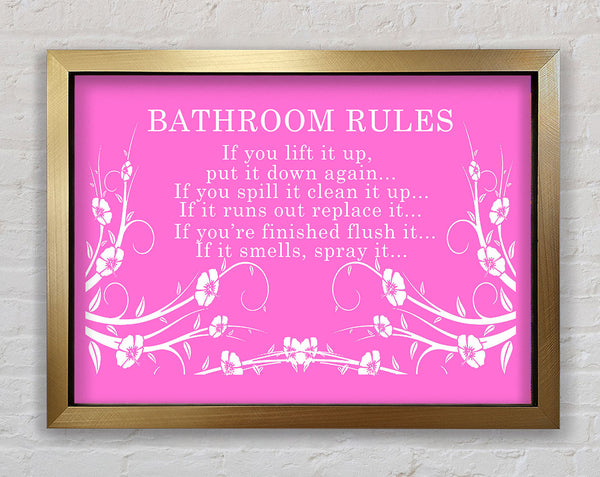 Bathroom Quote Bathroom Rules 2 Vivid Pink