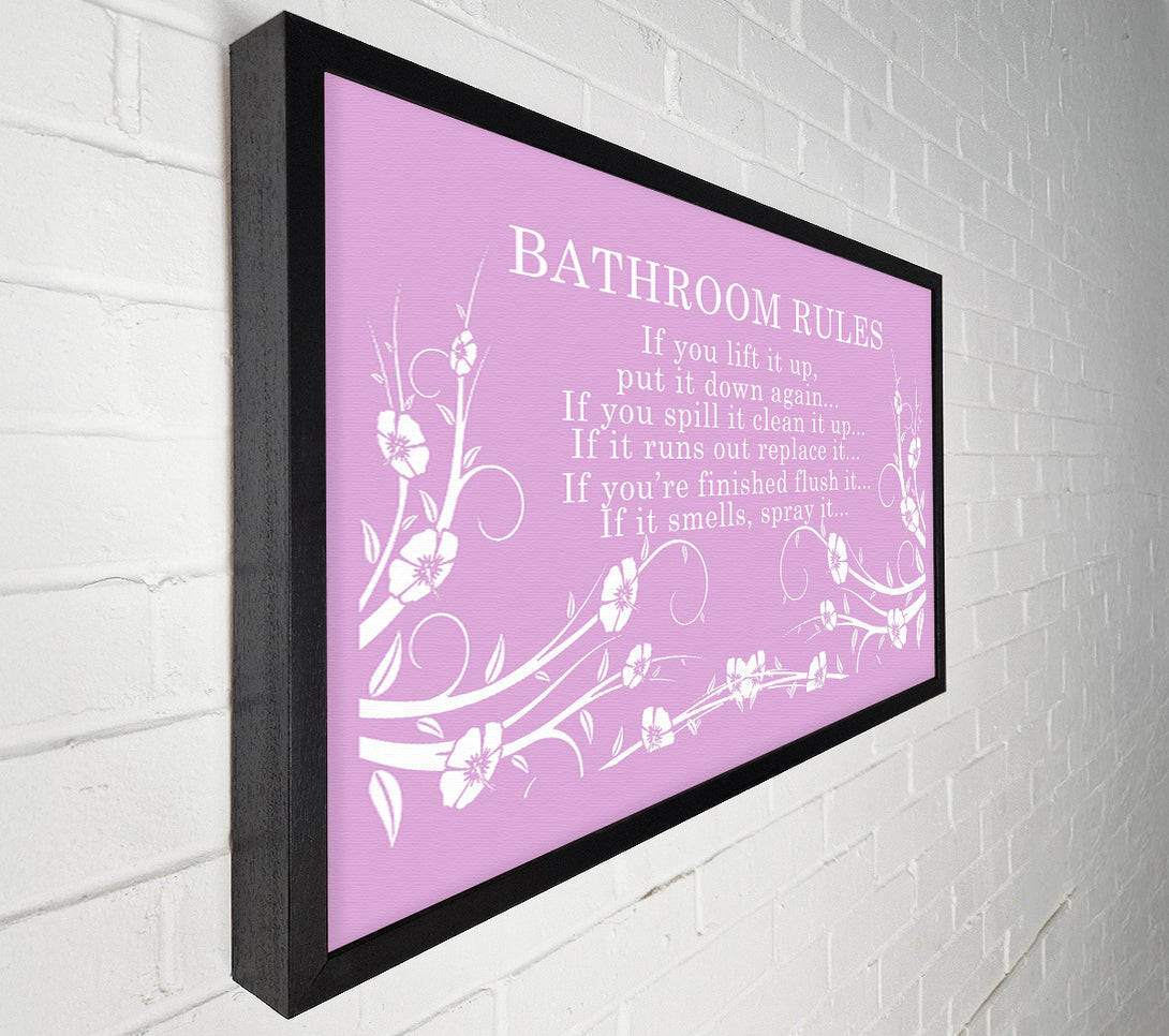  A Canvas Print of Bathroom Quote Bathroom Rules 2 Pink Canvas Print