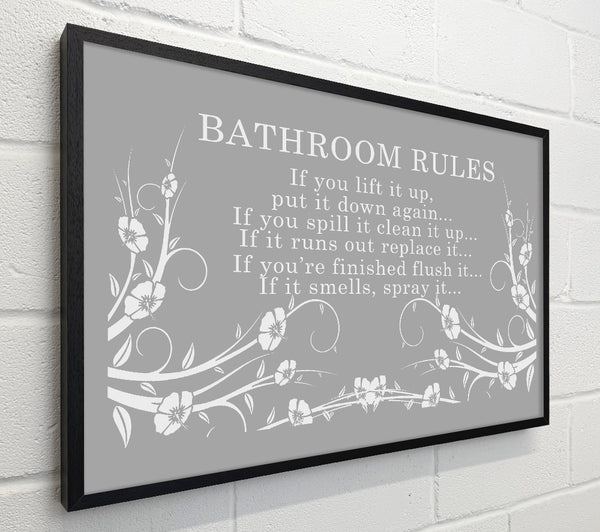 Bathroom Quote Bathroom Rules 2 Grey White