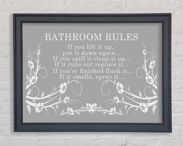 Bathroom Quote Bathroom Rules 2 Grey White