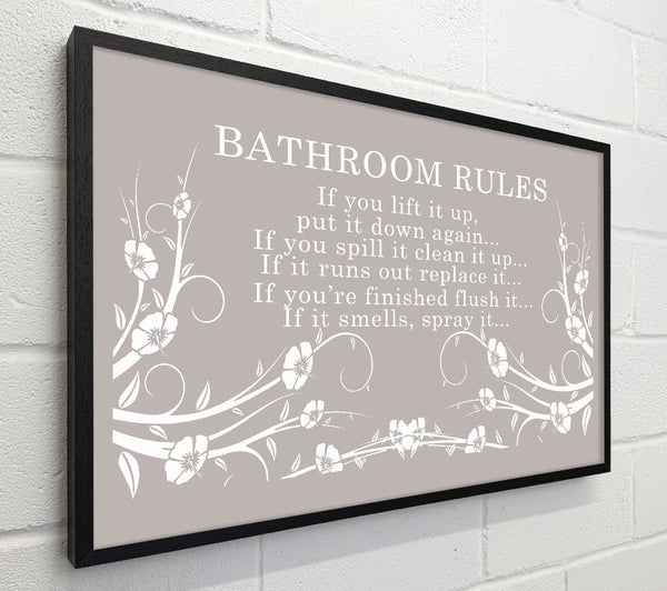 Bathroom Quote Bathroom Rules 2 Beige