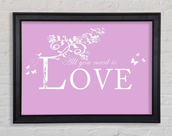 Musikzitat „Alles was du brauchst ist Liebe“ Pink