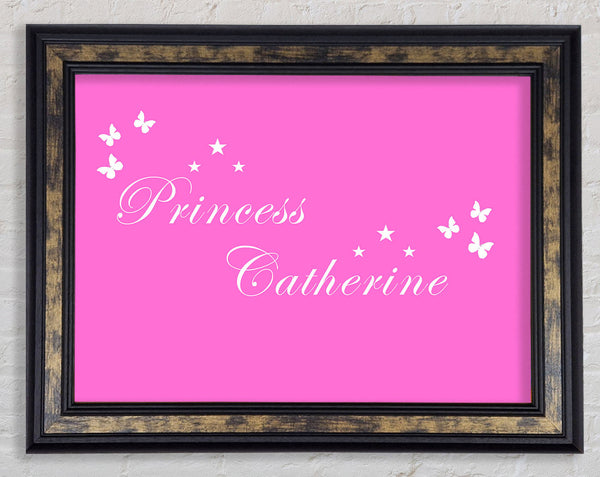 Girls Room Quote Your Own Name Princess Vivid Pink Framed Print