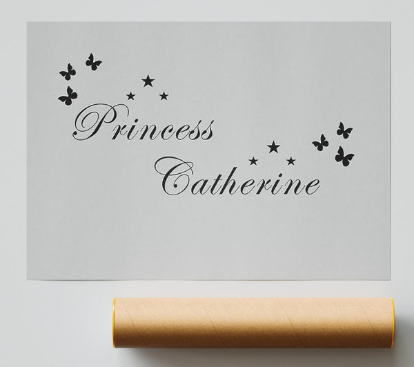 Girls Room Quote Your Own Name Princess Grey Print