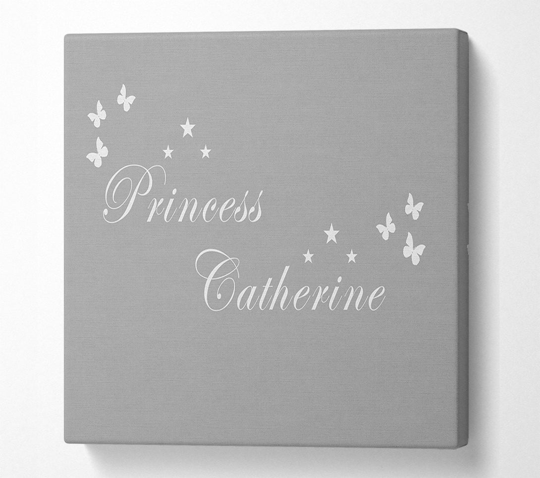  A Canvas Print of Girls Room Quote Your Own Name Princess Grey White Canvas Wall Art