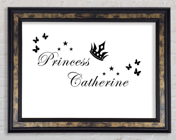 Your Own Name Princess 2 White Framed Print
