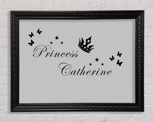 Girls Room Quote Your Own Name Princess 2 Grey Framed Print