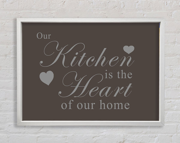 Kitchen Quote Our Kitchen Is The Heart Chocolate Framed Print