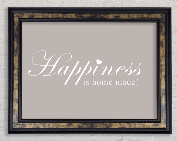 Home Quote Happiness Is Home Made Beige Framed Print