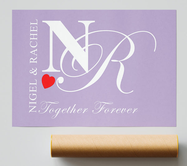 Your Names And Initials Together Forever Lilac Giclee Print