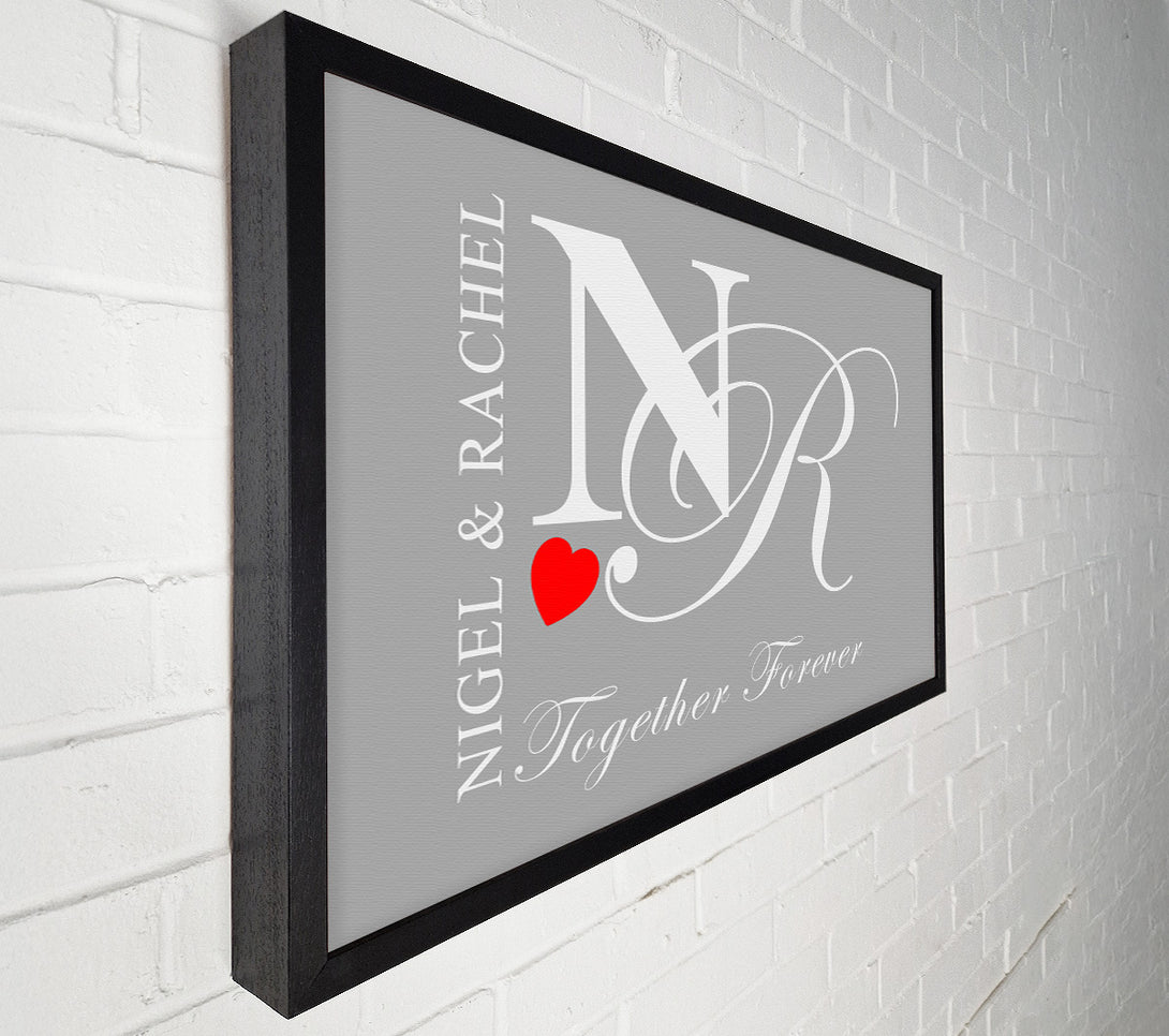  A Canvas Print of Your Names And Initials Together Forever Grey White Canvas Art