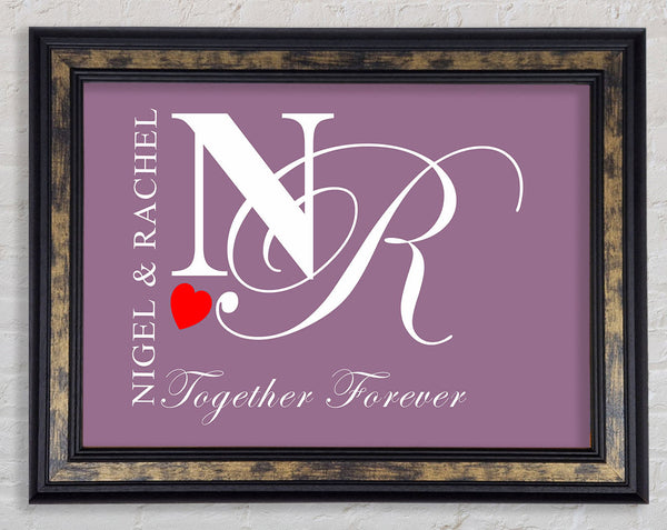 Your Names And Initials Together Forever Dusty Pink Framed Print
