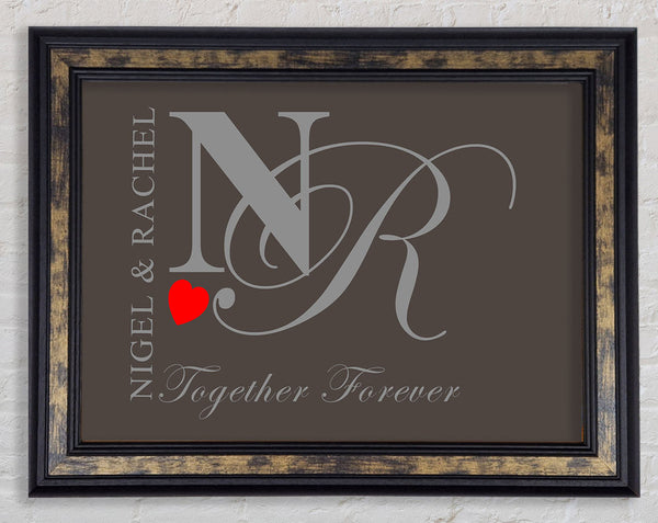 Your Names And Initials Together Forever Chocolate Framed Print