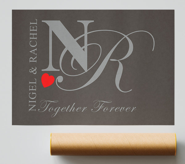 Your Names And Initials Together Forever Chocolate Print
