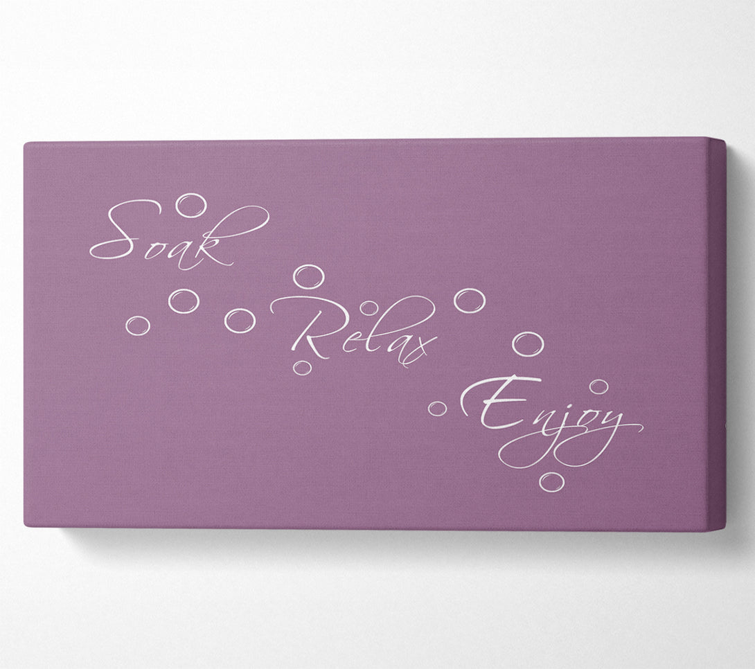  A Canvas Print of Bathroom Quote Soak Relax Enjoy Dusty Pink Canvas Art