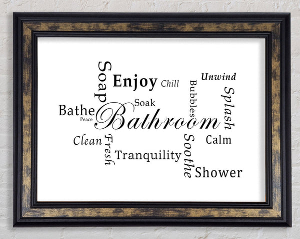 Bathroom Quote Bathroom Tranquility White Framed Print