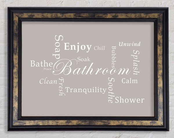 Bathroom Quote Bathroom Tranquility Beige Framed Print