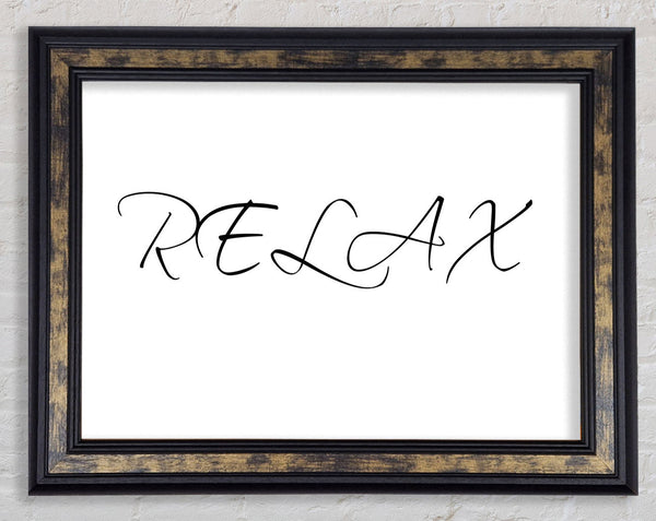 Bathroom Quote Relax White Framed Print