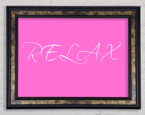 Bathroom Quote Relax Vivid Pink Framed Print